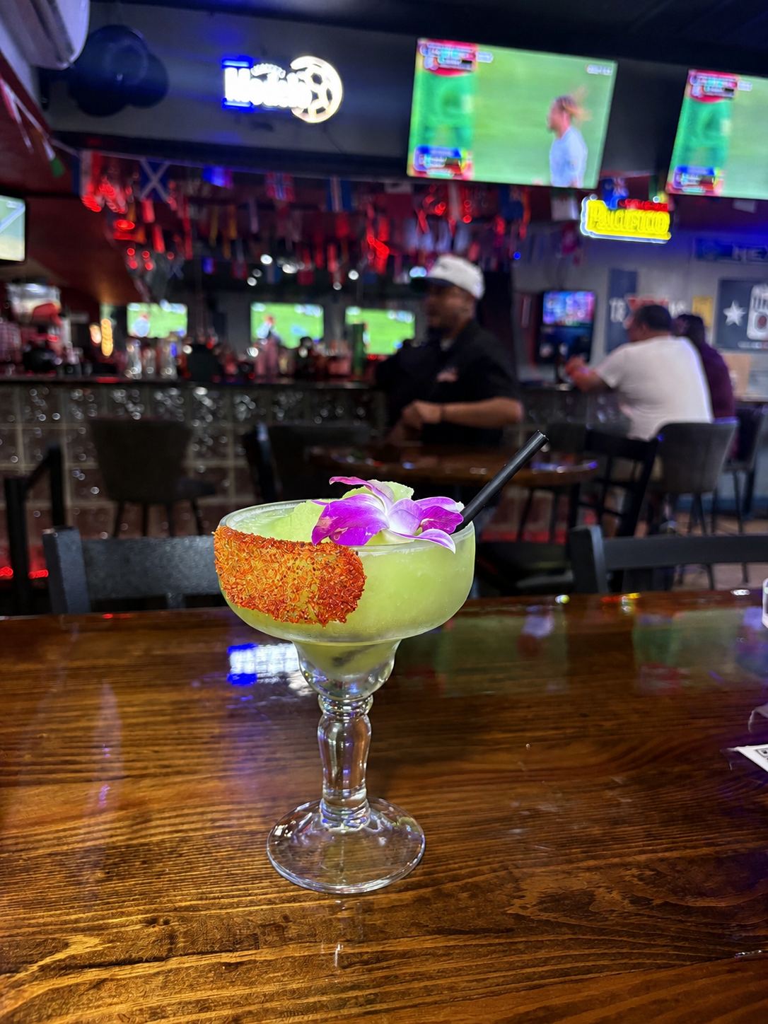Frozen GT's Colada with Tajín rim at the bar