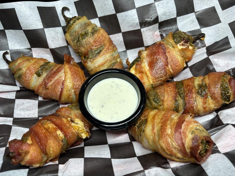 Bacon-wrapped jalapeño poppers